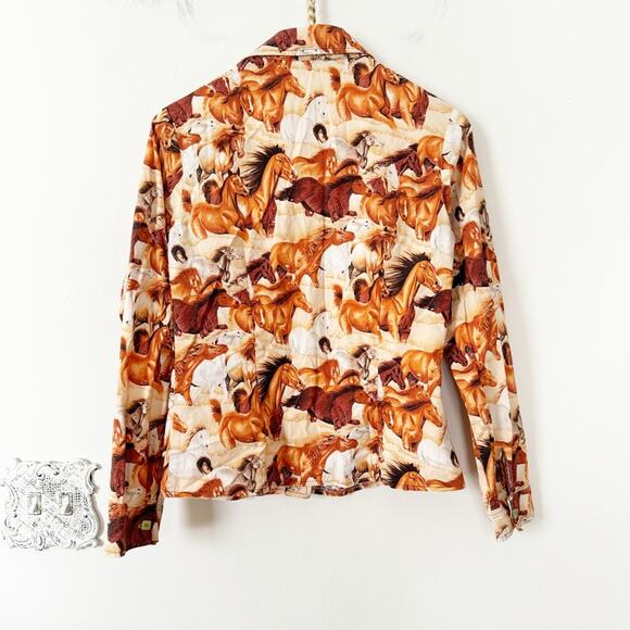 Rare Vintage 90s Anthropologie Wild Horse Blouse Western Cowgirl Shirt S - Picture 7 of 9